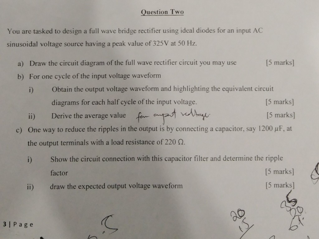 Solved Question Two You are tasked to design a full wave | Chegg.com