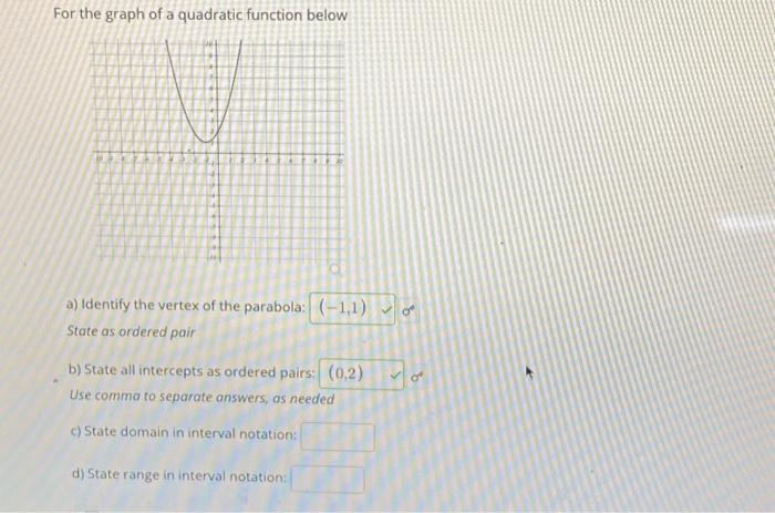 what is the range of a quadratic function in interval notation