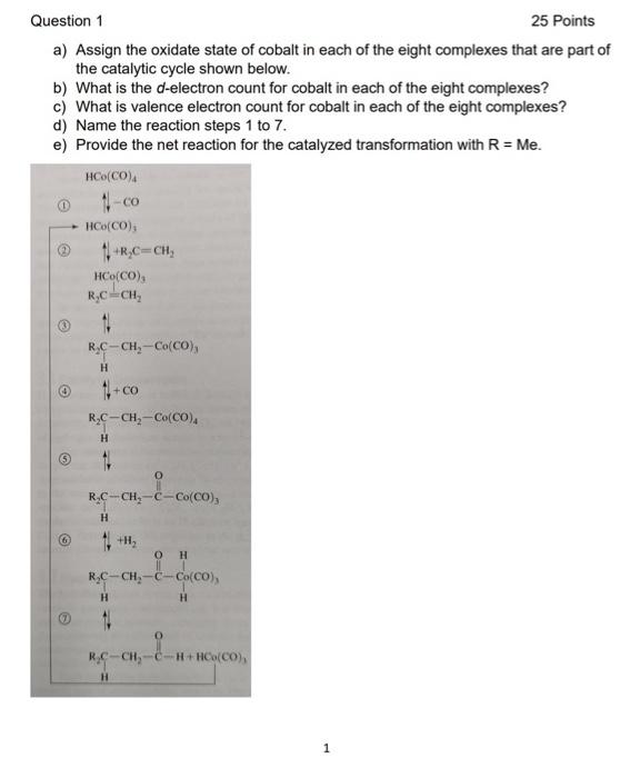 Solved Question 1 25 Points A) Assign The Oxidate State Of | Chegg.com