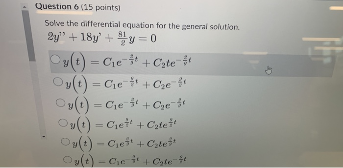Solved Question 6 (15 points) Solve the differential | Chegg.com