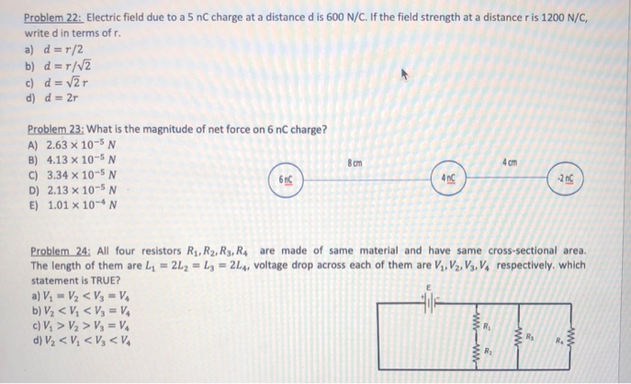Solved Problem 22 Electric Field Due To A 5 Nc Charge At Chegg Com