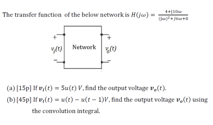 Solved The Transfer Function Of The Below Network Is H Jw Chegg Com