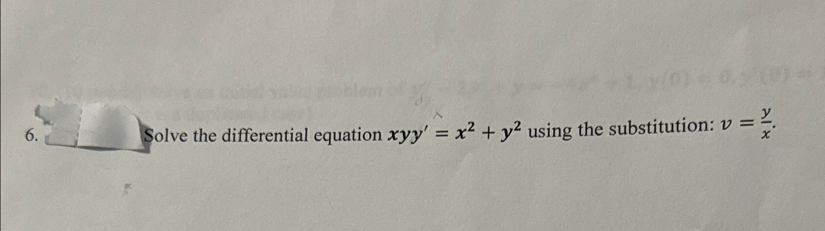 Solved Solve the differential equation xyy'=x2+y2 ﻿using the | Chegg.com