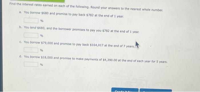 Solved Find The Interest Rates Earned On Each Of The | Chegg.com