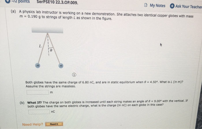 Solved # -12 Points SerPSE10 22.3.OP.009. My Notes Ask Your | Chegg.com