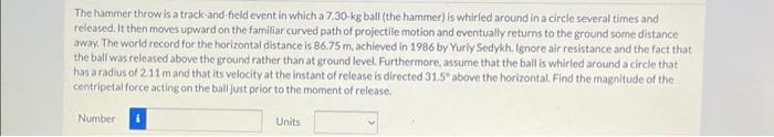 Solved The Hammer Throw Is A Track-and-field Event In Which | Chegg.com