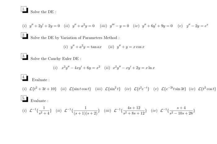 Solved Solve The De 7 24 2y 0 Ii Y Ay 0 Ii Chegg Com