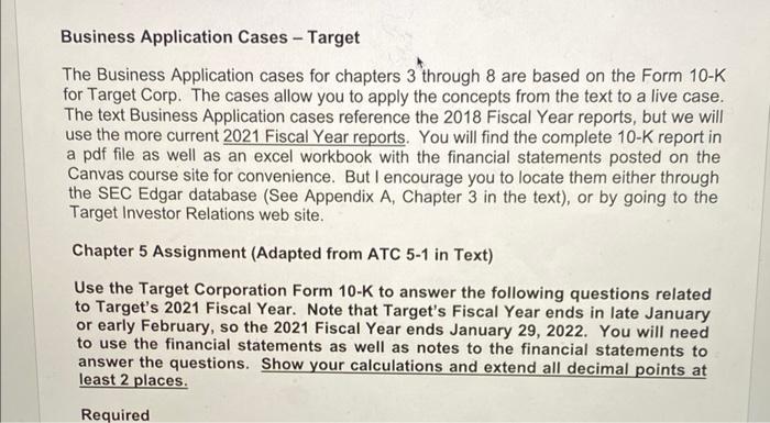 Business Application Cases - Target The Business | Chegg.com