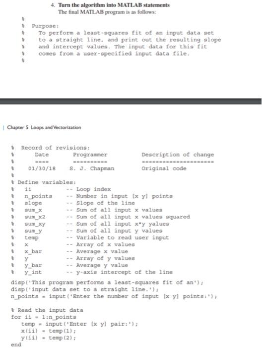Solved The final MATILAB program is as follows: Purpose: To | Chegg.com