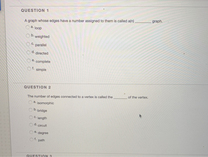 Solved graph. QUESTION 1 A graph whose edges have a number | Chegg.com