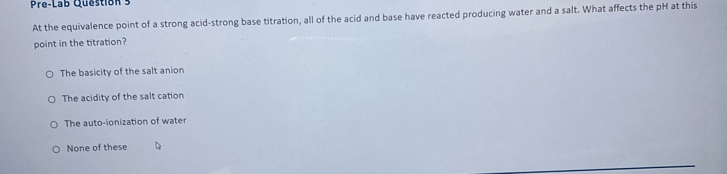 Solved At the equivalence point of a strong acidstrong base