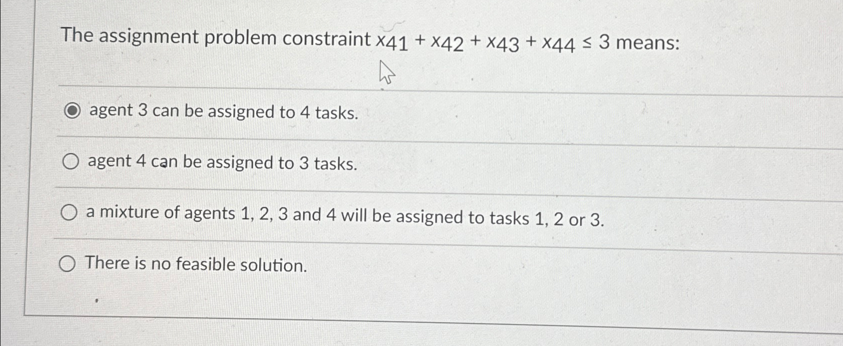 the assignment problem constraint x41