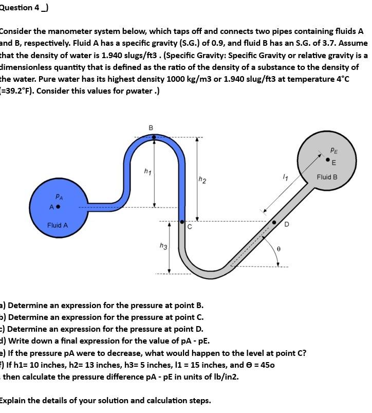 Solved Consider The Manometer System Below, Which Taps Off | Chegg.com