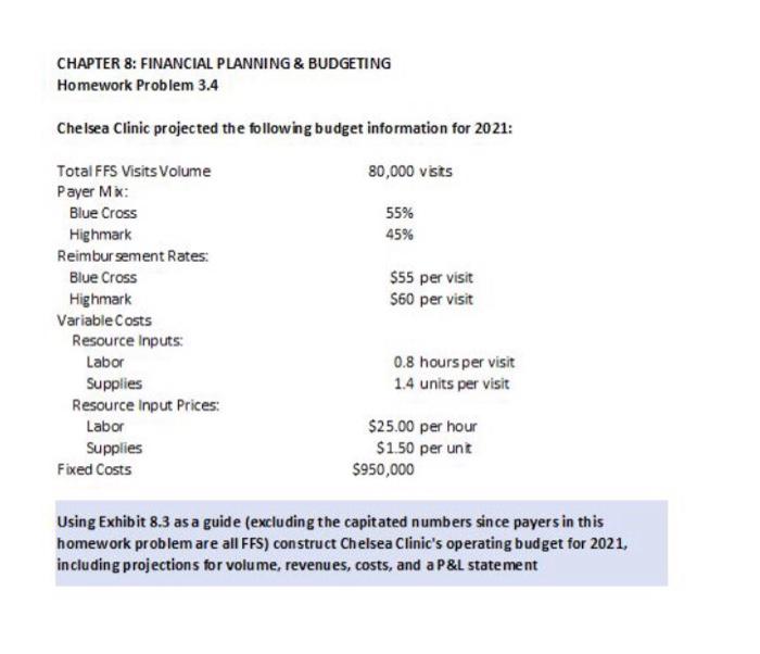 Solved CHAPTER 8: FINANCIAL PLANNING & BUDGETING Homework | Chegg.com