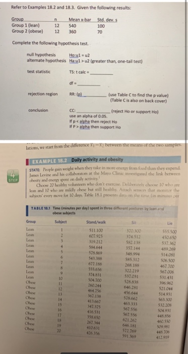 Solved Refer to Examples 18.2 and 18.3. Given the following | Chegg.com