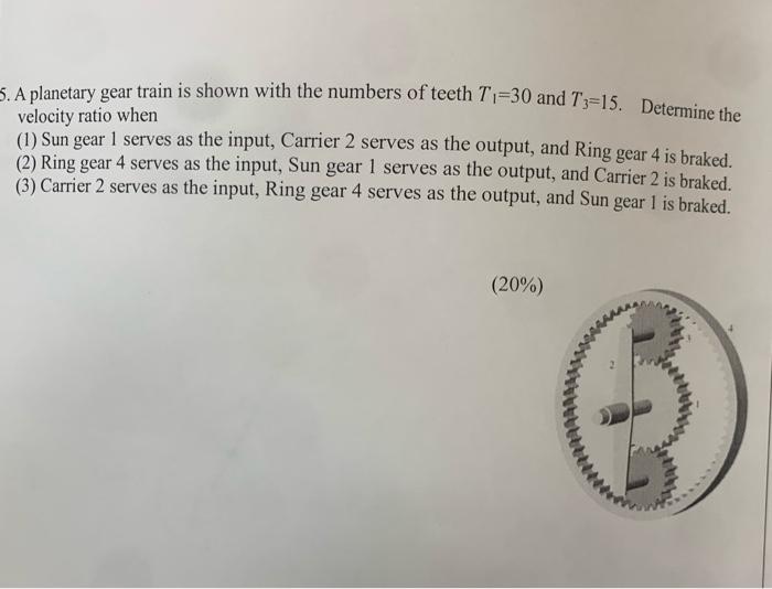 Solved 3. A Planetary Gear Train Is Shown With The Numbers | Chegg.com