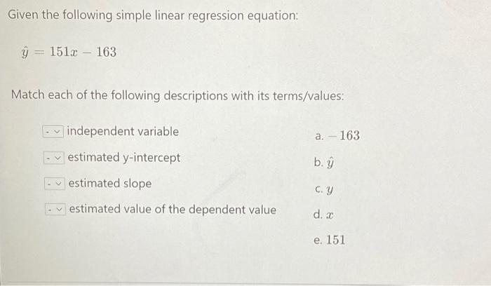 Solved Given the following simple linear regression | Chegg.com