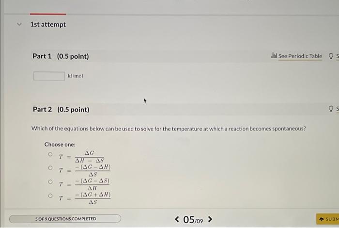 Solved 1st attempt Part 1 (0.5 point) Il See Periodic Table | Chegg.com