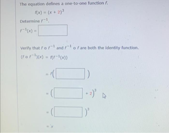 Solved The equation defines a one-to-one function f. Rx) = | Chegg.com