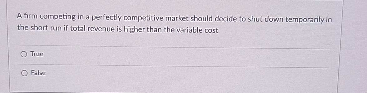 Solved A Firm Competing In A Perfectly Competitive Market 