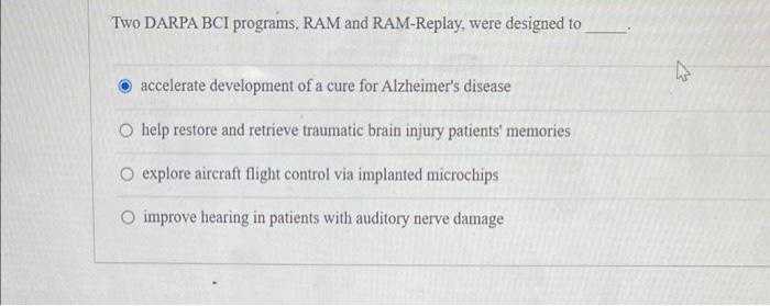 Solved Two DARPA BCI programs, RAM and RAM-Replay, were | Chegg.com