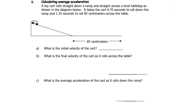 Solved 2. Calculating average acceleration A toy cart rolls | Chegg.com