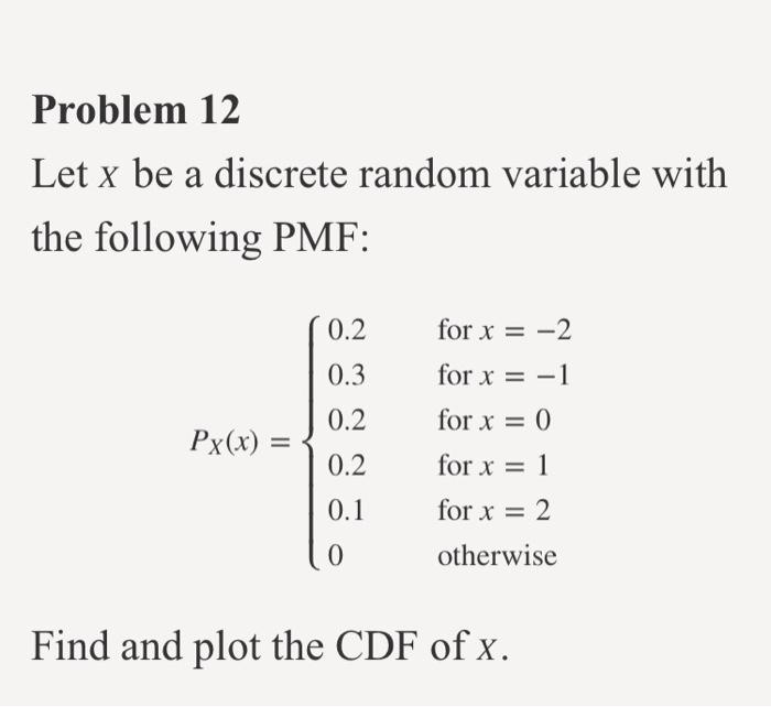 Solved Problem 12 Let x be a discrete random variable with | Chegg.com