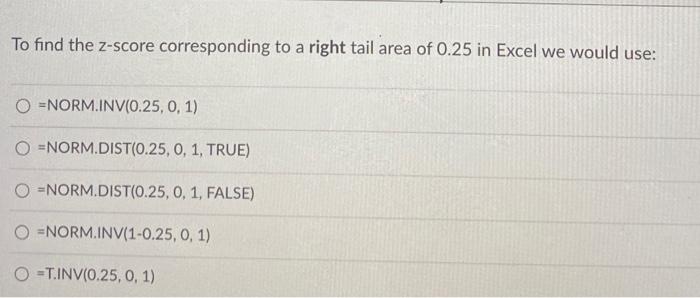 Solved To find the z-score corresponding to a right tail | Chegg.com
