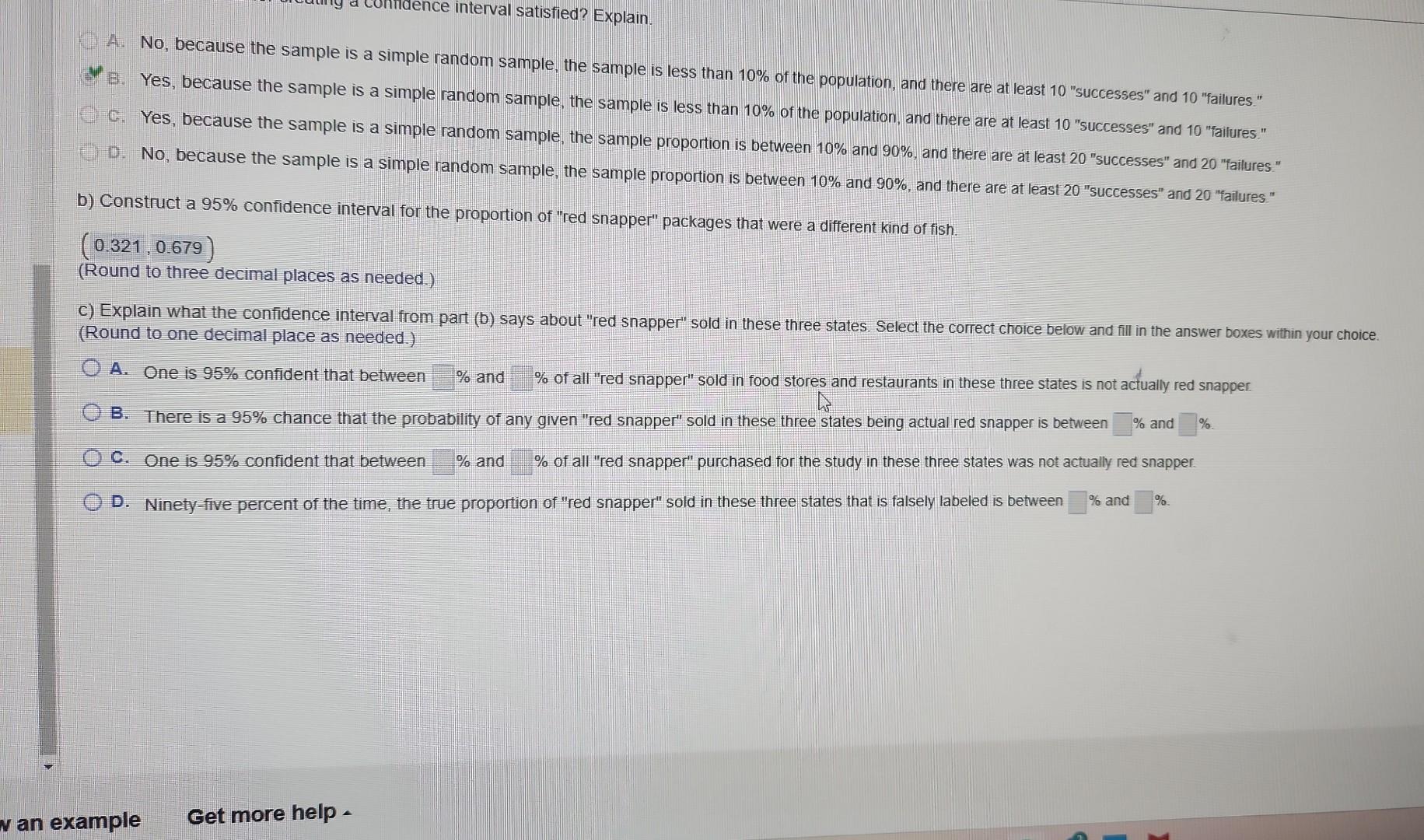 Solved A. No, because the sample is a simple random sample, | Chegg.com
