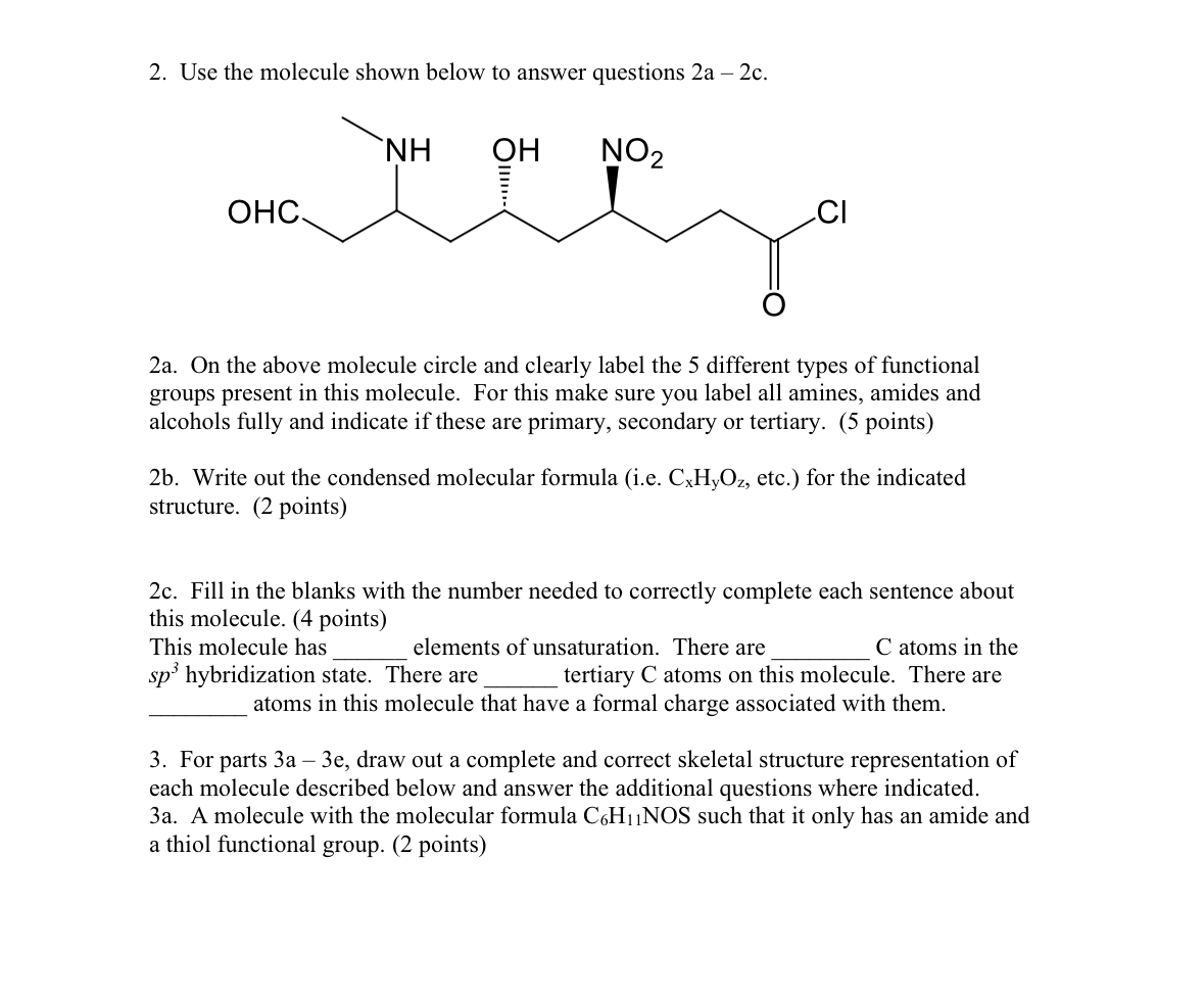 Solved Use the molecule shown below to answer questions | Chegg.com