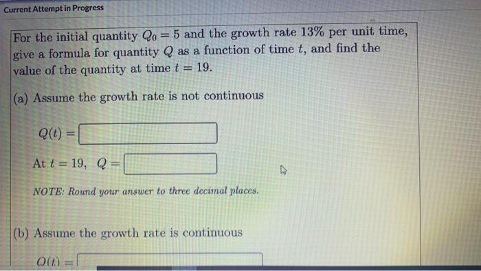 Solved Current Attempt in Progress For the initial quantity | Chegg.com