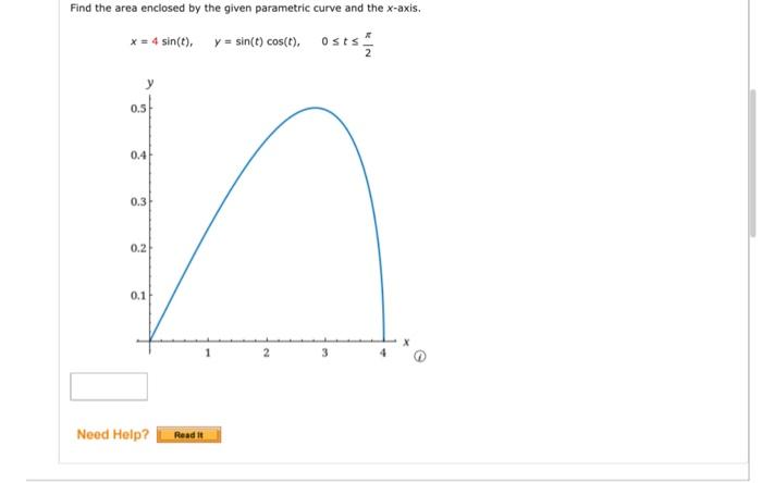 Solved Find The Area Enclosed By The Given Parametric Curve 2069