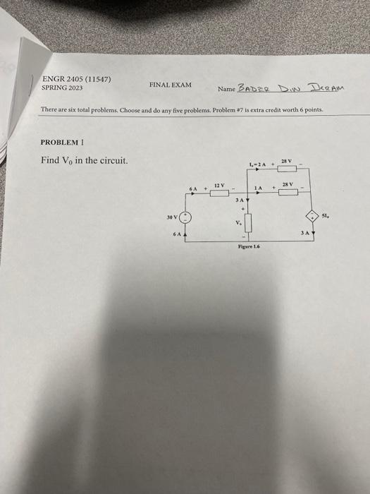 Solved PROBLEM I Find V0 In The Circuit. | Chegg.com