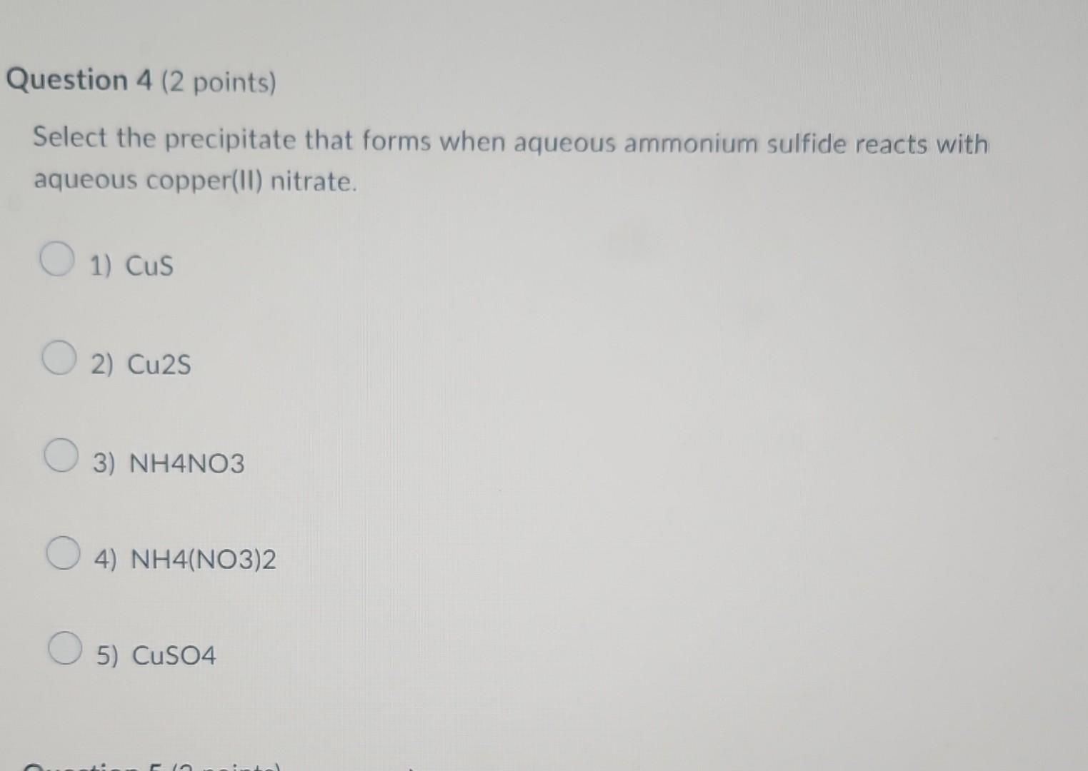 Solved Select the precipitate that forms when aqueous | Chegg.com