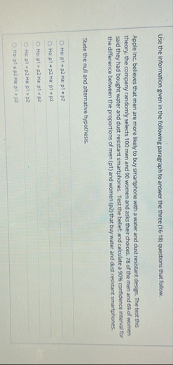 Solved Use the information given in the following paragraph | Chegg.com