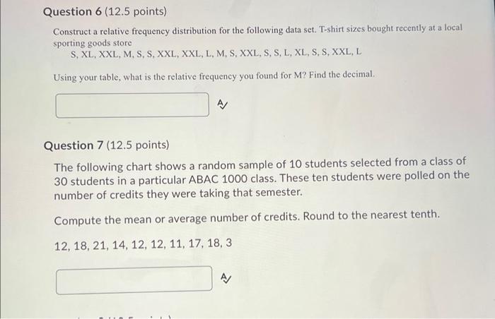 Solved Question 6 12 5 Points Construct A Relative Chegg Com