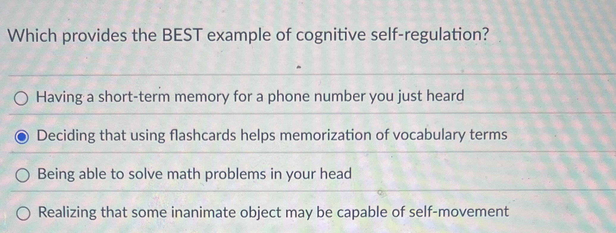 Solved Which provides the BEST example of cognitive | Chegg.com
