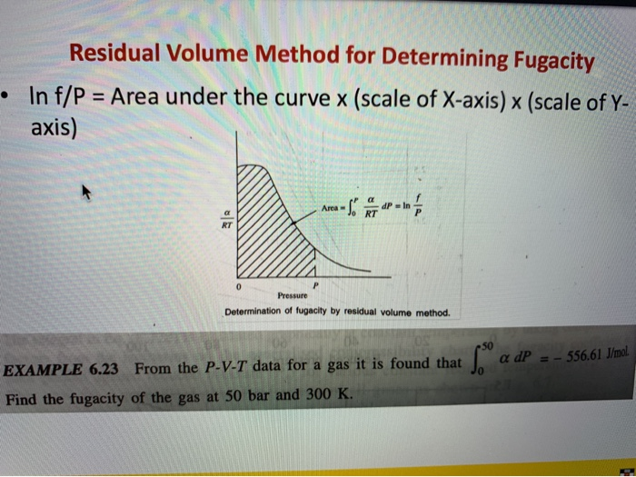 Solved Residual Volume Method for Determining Fugacity In | Chegg.com