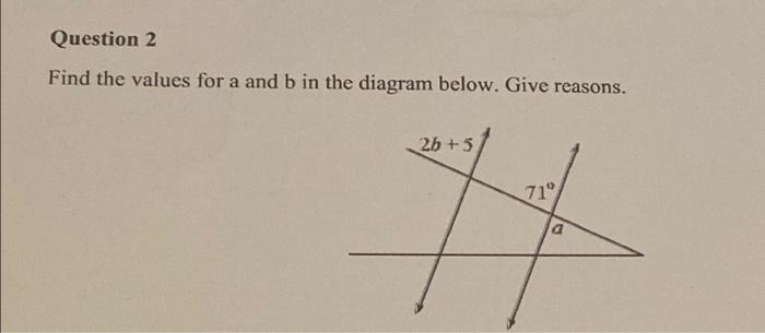 Solved Question 2 Find The Values For A And B In The Diagram | Chegg.com