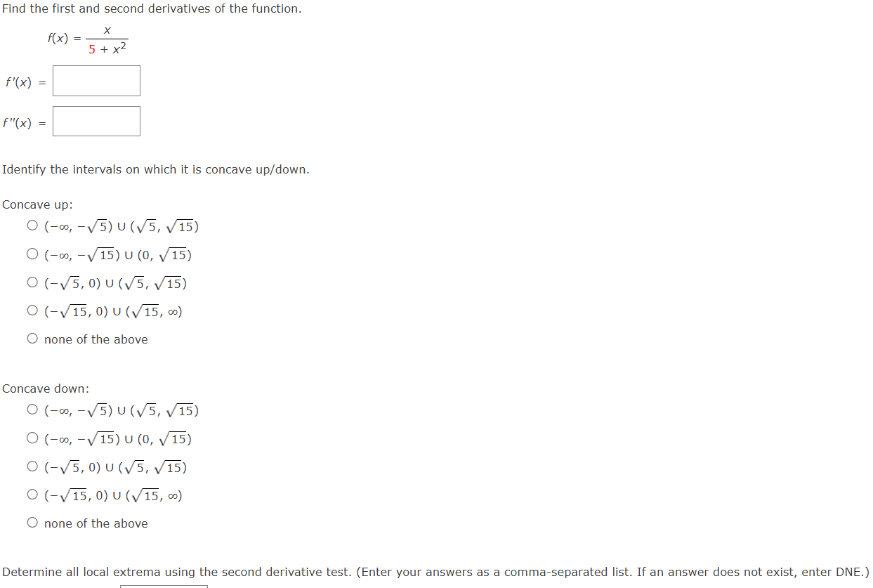 Solved Find the first and second derivatives of ﻿the | Chegg.com