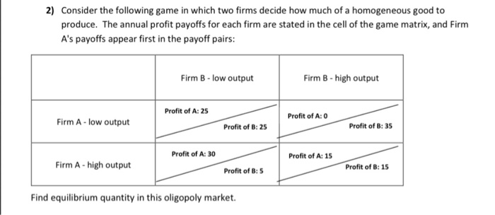 Solved 2) Consider the following game in which two firms | Chegg.com