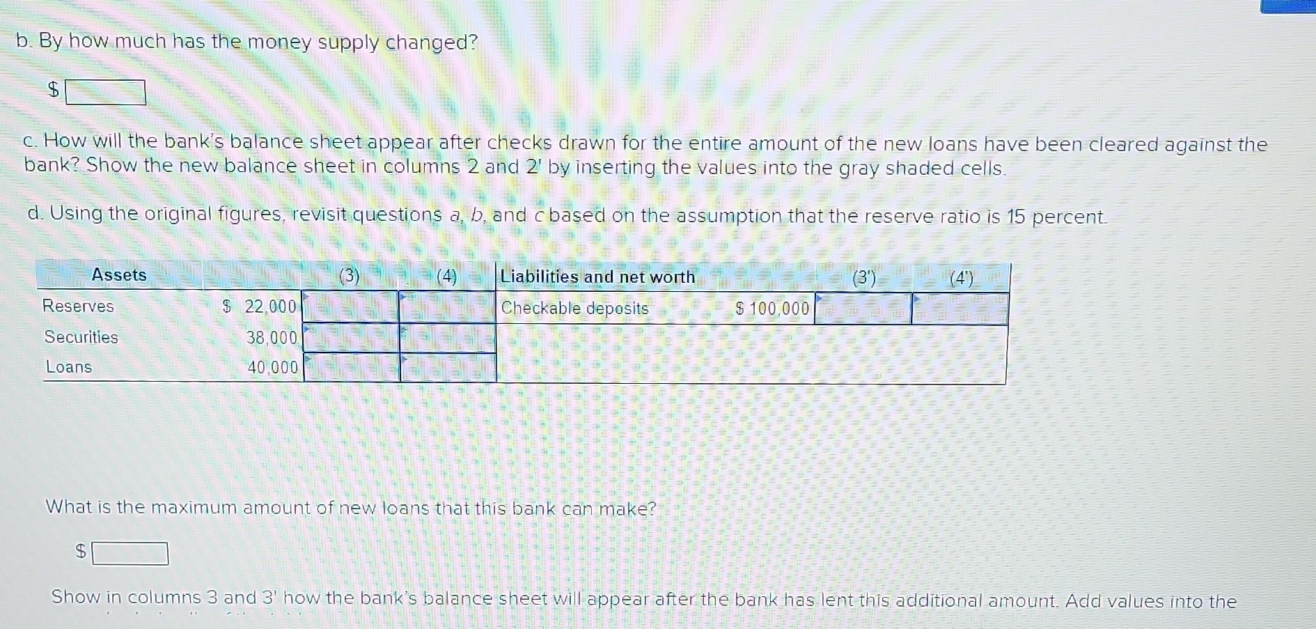 Solved The following balance sheet is for Big Bucks Bank.