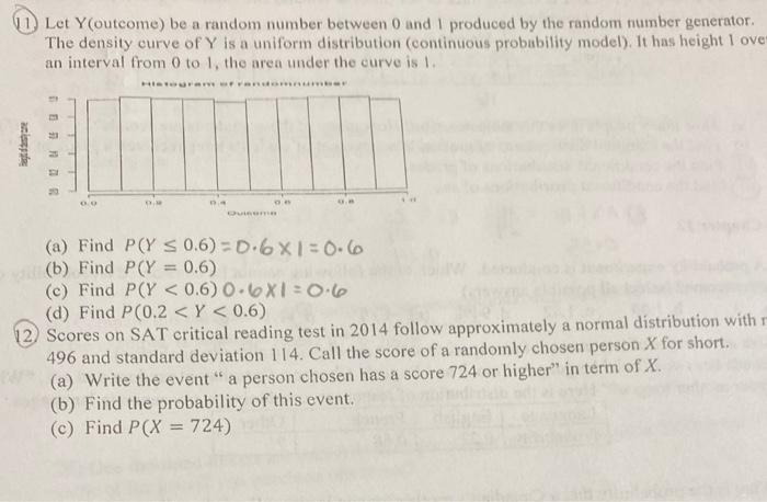 Solved Let Youtcome) be a random number between 0 and 1 | Chegg.com