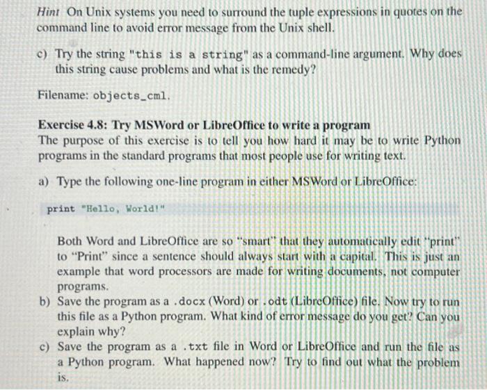 Solved Exercise 4.7: Read input from the command line a) Let | Chegg.com