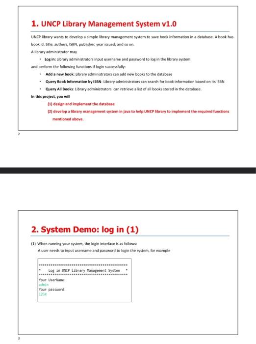 1. UNCP Library Management System v1.0 UNCP library | Chegg.com