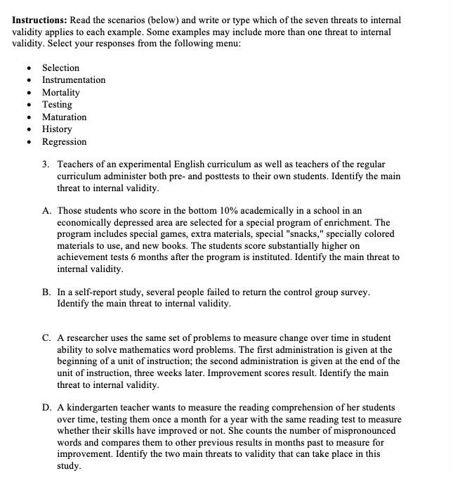 Solved Instructions: Read the scenarios (below) and write or | Chegg.com
