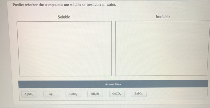 Solved Predict whether the compounds are soluble or Chegg