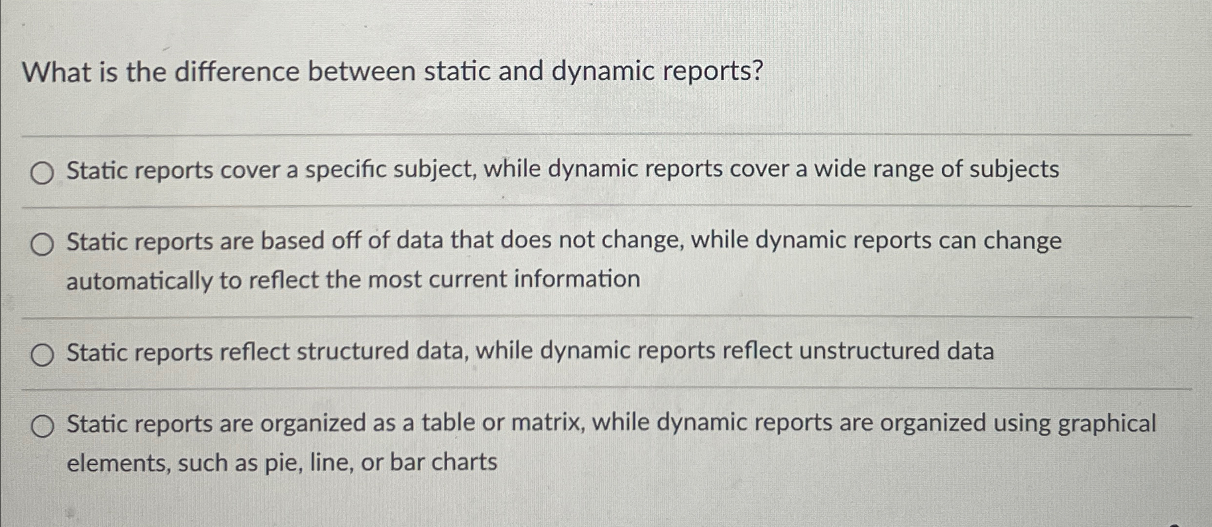 Solved What is the difference between static and dynamic | Chegg.com