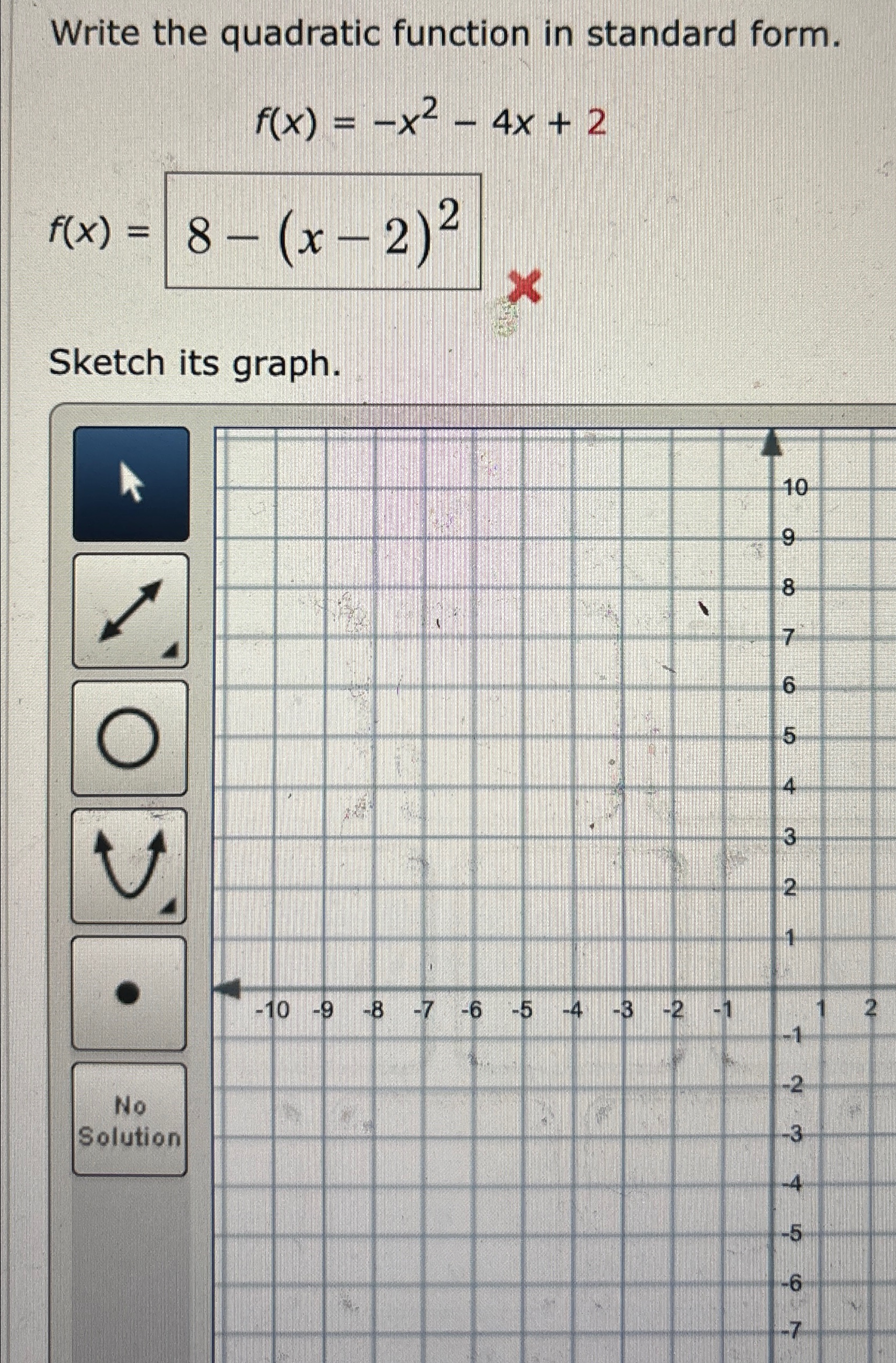 Solved Write the quadratic function in standard | Chegg.com