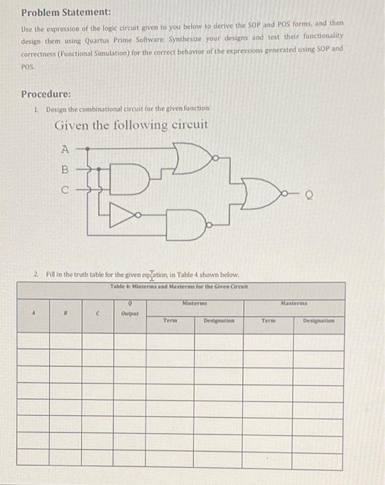 Solved Problem Statement: Use the expression of the logic | Chegg.com
